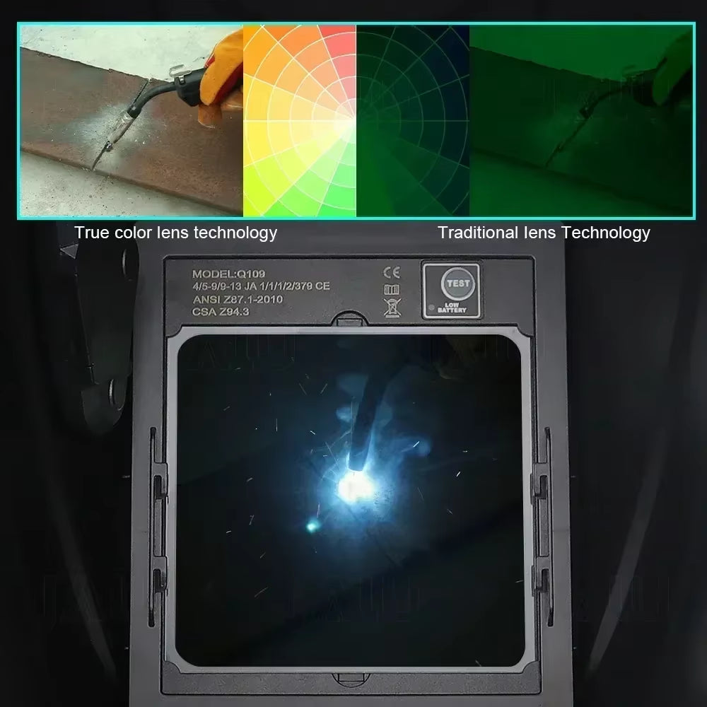 Experience Ultimate Protection with the Q109 Solar Auto Darkening Welding Helmet - True Color Technology for Enhanced Visibility
