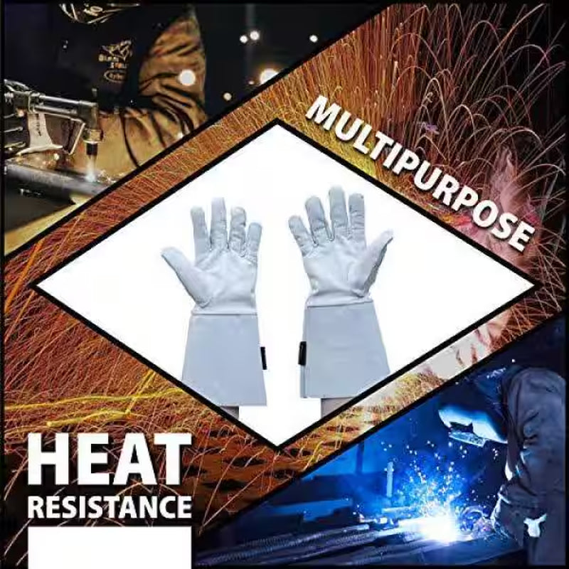 Premium TIG Welding Gloves with Extra-Long Cowhide Gauntlet for Ultimate Heat Protection - 1 Pair