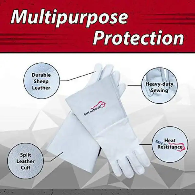 Premium TIG Welding Gloves with Extra-Long Cowhide Gauntlet for Ultimate Heat Protection - 1 Pair