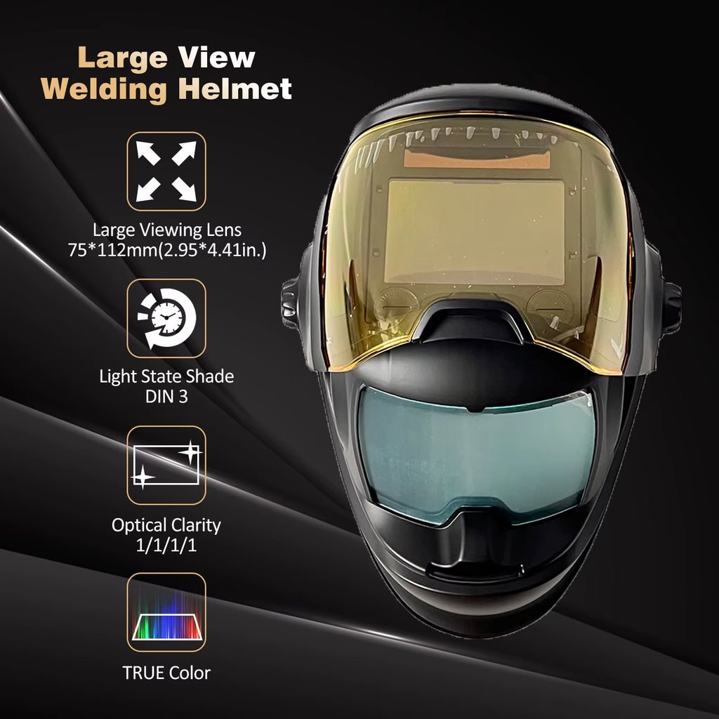 SAFEUP Professional Large View Welding Helmet 1111 for TIG MIG MAG MMA True Color Auto Darkening Welding Hood Cap Mask Welder