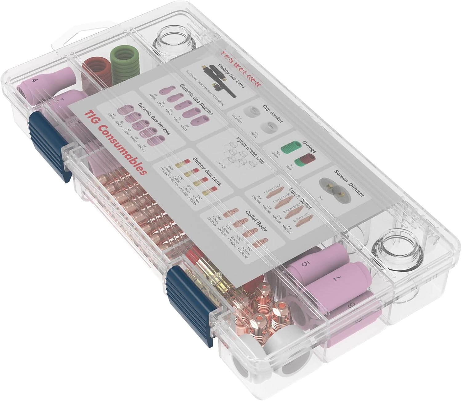 71Pcs TIG Welding Torch Stubby Gas Lens #12 Glass Cup Kit for WP-17/18/26