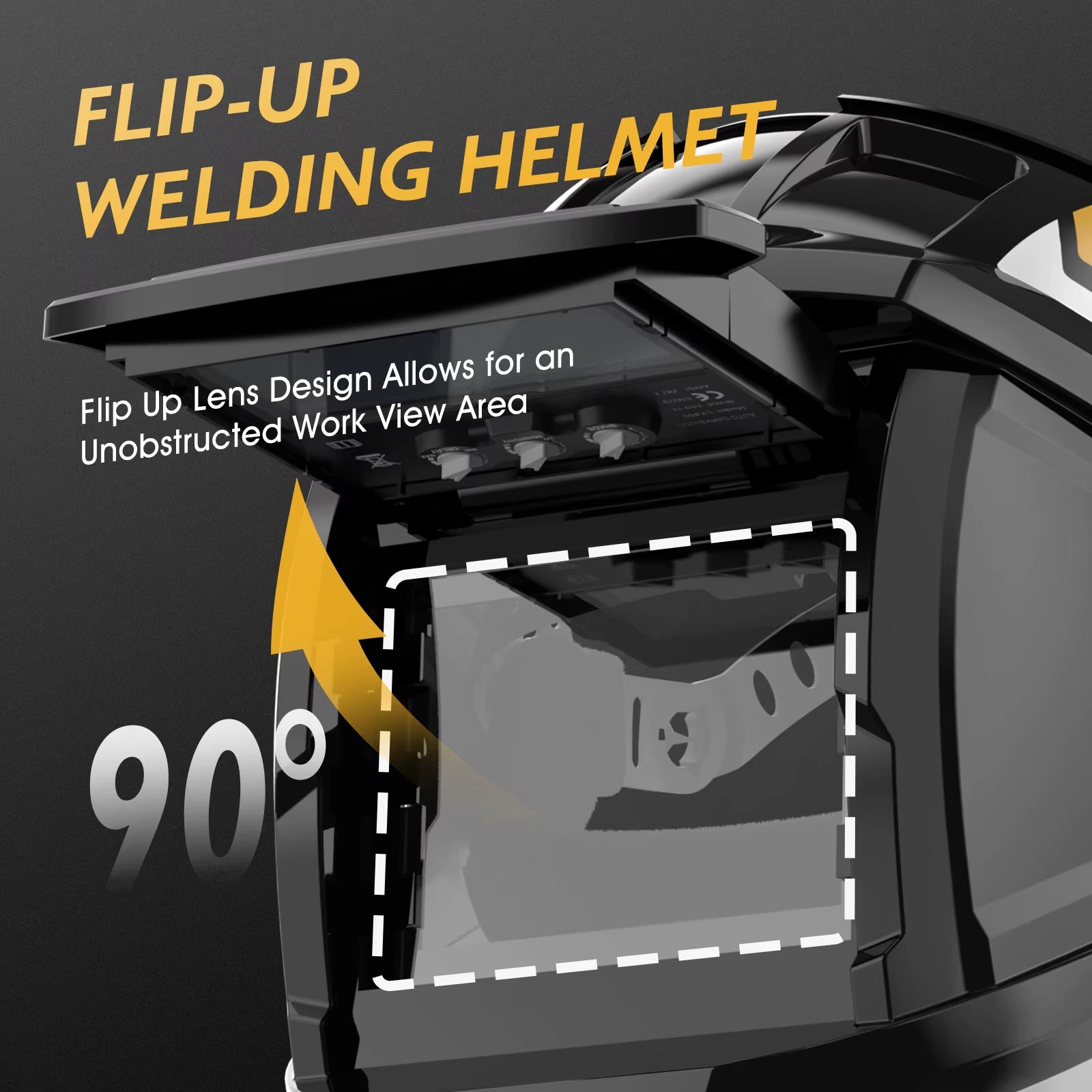 TOOLIOM Flip up Welding Helmet 3.64 X 1.67 Inch Auto Darkening Clamshell Welding Mask True Color Lift Front Welding Hood